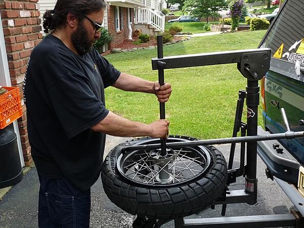 Motorcycle Riders, check out No-Mar's Tire Changer...so easy!